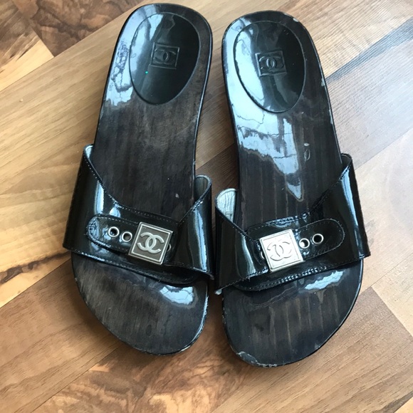 chanel wooden sandals